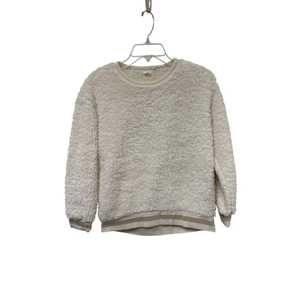 Gap Kids Ivory Sherpa Pullover Sweater Ribbed Trim Cozy Fleece Size XS Warm