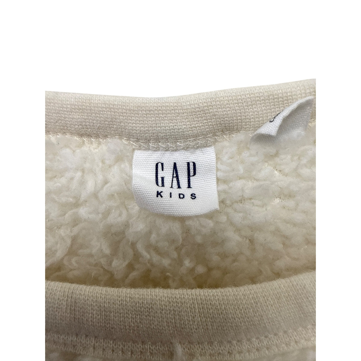 Gap Kids Ivory Sherpa Pullover Sweater Ribbed Trim Cozy Fleece Size XS Warm