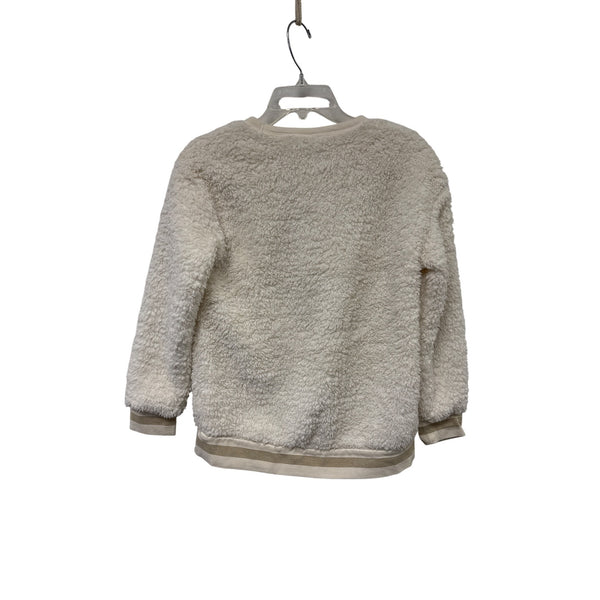 Gap Kids Ivory Sherpa Pullover Sweater Ribbed Trim Cozy Fleece Size XS Warm