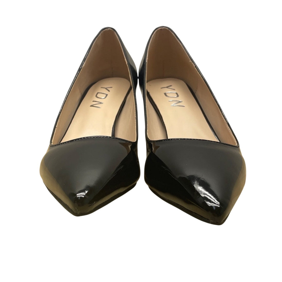YDN Women’s Black Patent Faux Leather Pointed Toe Kitten Heel Pumps Size 7 - New
