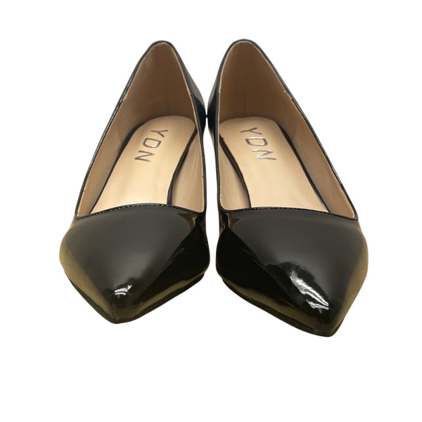 YDN Women’s Black Patent Faux Leather Pointed Toe Kitten Heel Pumps Size 7 - New