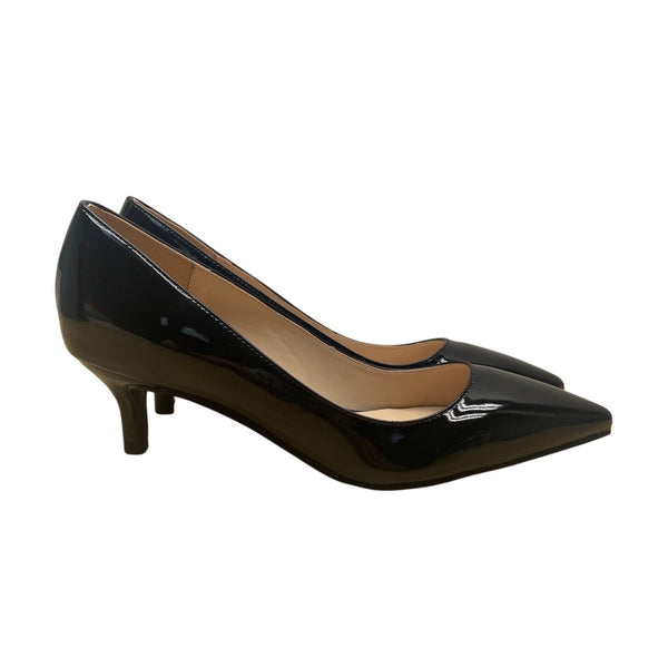 YDN Women’s Black Patent Faux Leather Pointed Toe Kitten Heel Pumps Size 7 - New