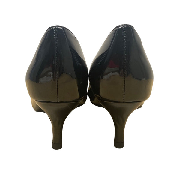 YDN Women’s Black Patent Faux Leather Pointed Toe Kitten Heel Pumps Size 7 - New