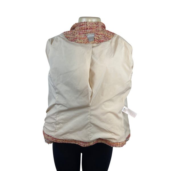 Chicos Womens Multicolor Jacket W/ Pearl & Rhinestone Embellished Collar Sz 1