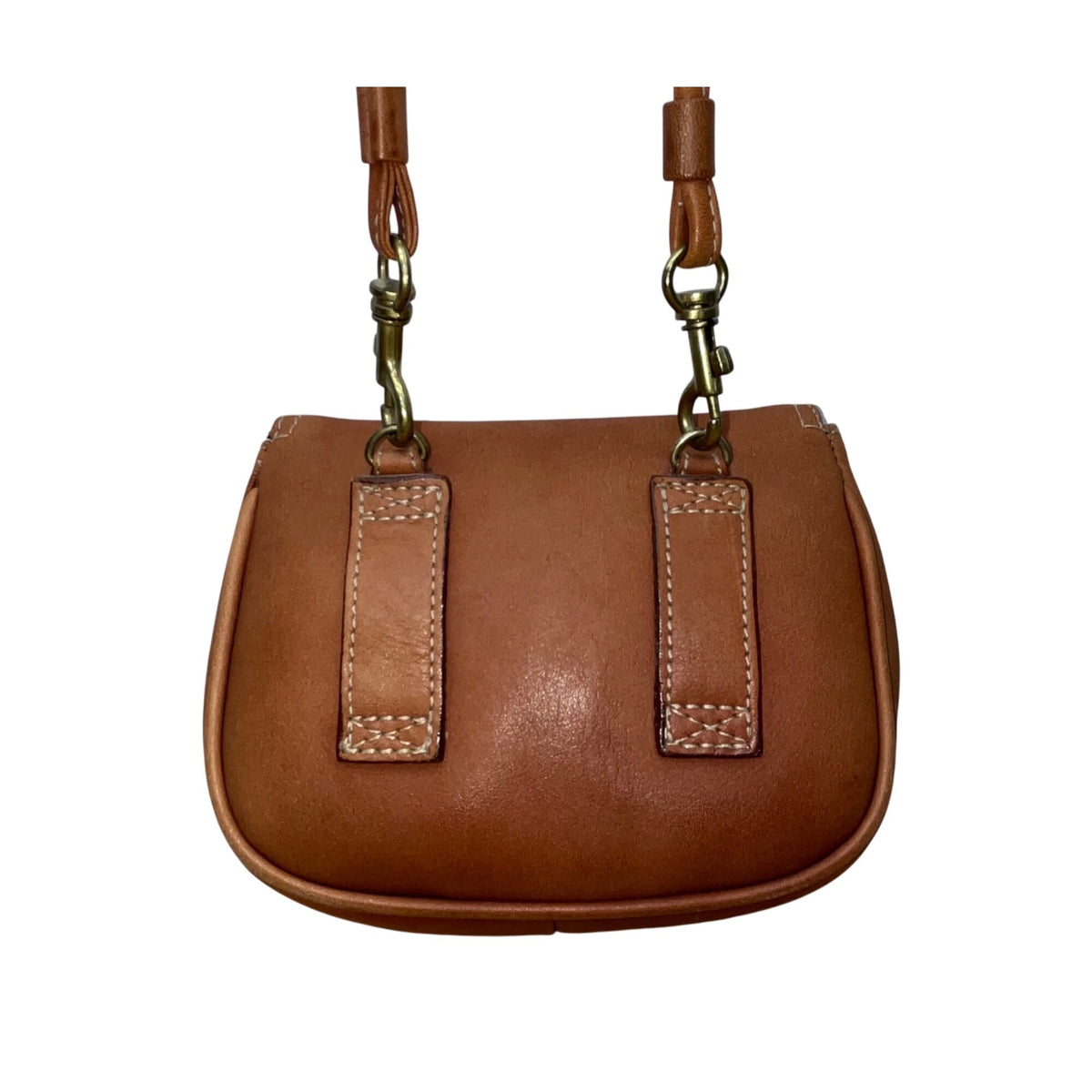 G.H. Bass & Co. Womens Brown Leather Crossbody Small Saddle Bag Adjustable Strap