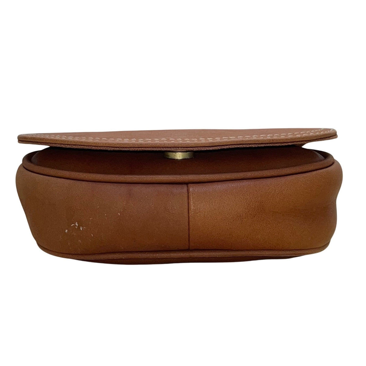 G.H. Bass & Co. Womens Brown Leather Crossbody Small Saddle Bag Adjustable Strap