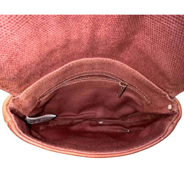 G.H. Bass & Co. Womens Brown Leather Crossbody Small Saddle Bag Adjustable Strap