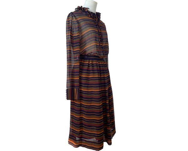 Albert Nipon Collectibles Striped Ruffled Neck Womens Top and Skirt Set Sz 4