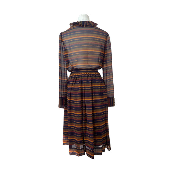 Albert Nipon Collectibles Striped Ruffled Neck Womens Top and Skirt Set Sz 4