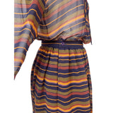 Albert Nipon Collectibles Striped Ruffled Neck Womens Top and Skirt Set Sz 4