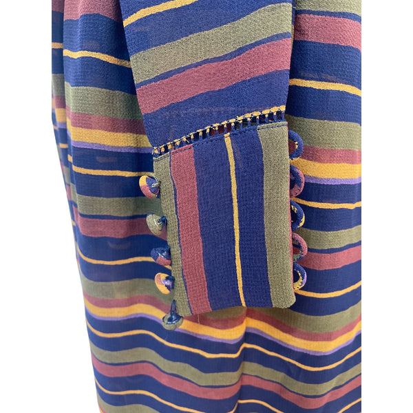 Albert Nipon Collectibles Striped Ruffled Neck Womens Top and Skirt Set Sz 4