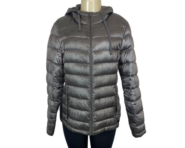 Andrew Marc Womens Packable Lightweight Down Puffer Jacket With Hood Sz L