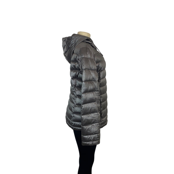 Andrew Marc Womens Packable Lightweight Down Puffer Jacket With Hood Sz L