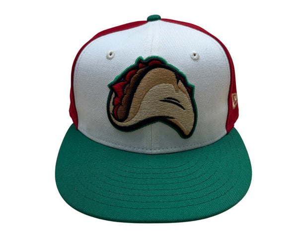 Fresno Grizzlies MiLB Taco Theme Night 59Fifty New Era Red/White/Green Sz 7 1/4