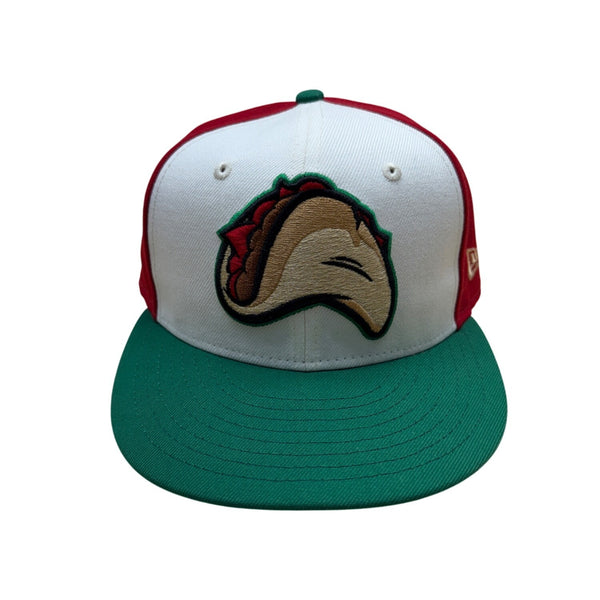 Fresno Grizzlies MiLB Taco Theme Night 59Fifty New Era Red/White/Green Sz 7 1/4