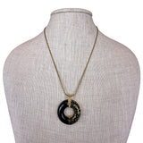 JBK Womens Gold Tone Donut Pendant Necklace With Black Enamel & Chain 18-22 Inch