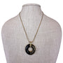 JBK Womens Gold Tone Donut Pendant Necklace With Black Enamel & Chain 18-22 Inch