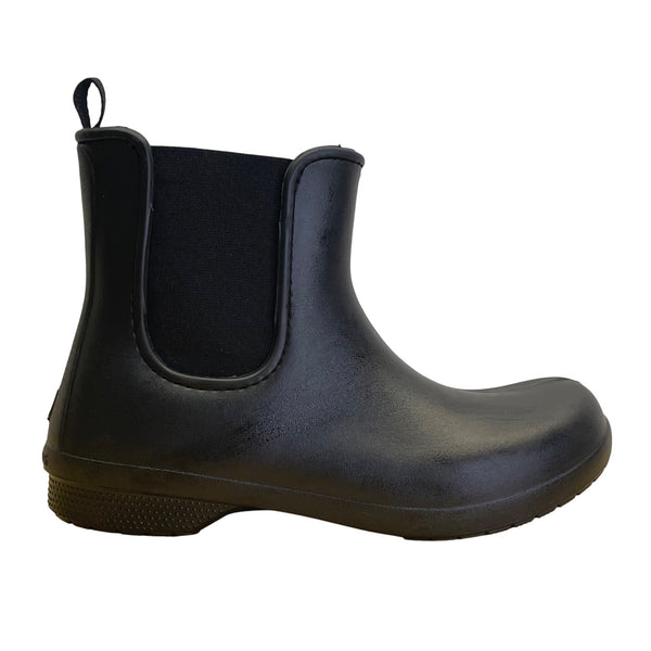 Crocs Women’s Black Elastic Side Panels Waterproof  Chelsea Rain Boots Size W9