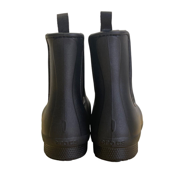 Crocs Women’s Black Elastic Side Panels Waterproof Chelsea Rain Boots Size W9
