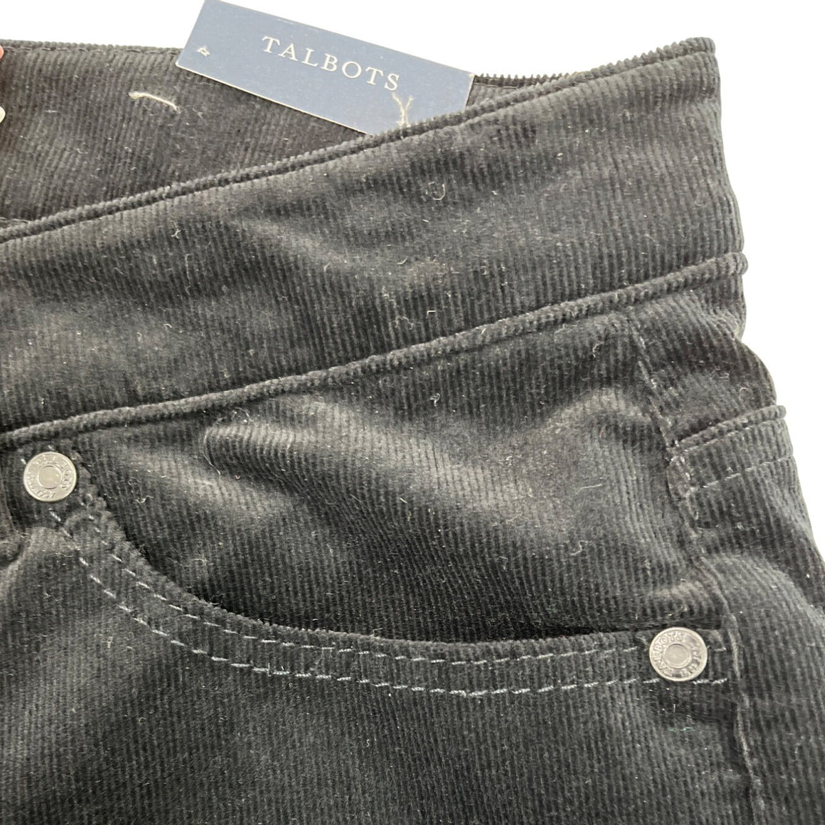 Talbots Black Corduroy Straight Leg Pants Petite Slimming Fit Size 8P- New