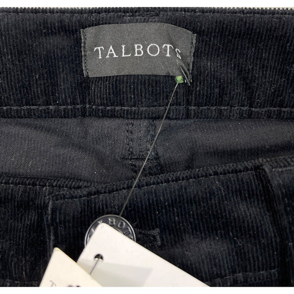 Talbots Black Corduroy Straight Leg Pants Petite Slimming Fit Size 8P- New