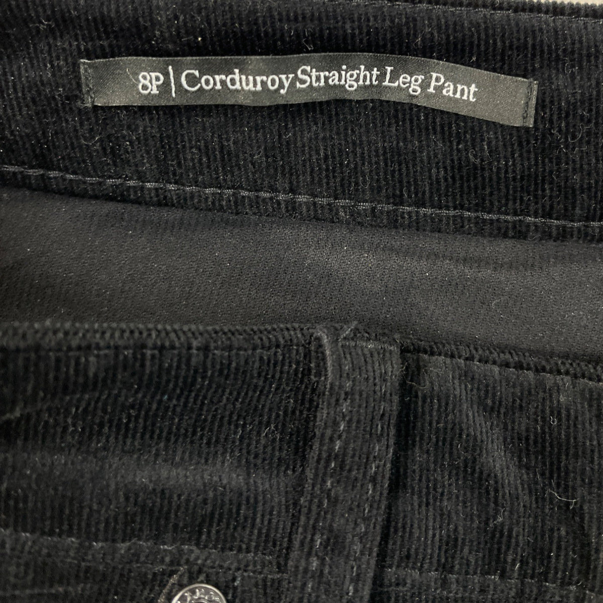 Talbots Black Corduroy Straight Leg Pants Petite Slimming Fit Size 8P- New