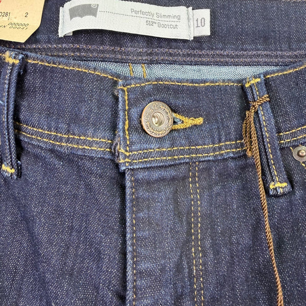 Levis Womens Dark Wash Denim Bootcut Jeans Mid Rise Slimming Size 10 Medium Fit