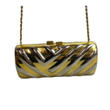 Vintage 80s Lisette Women's Silver And Gold Chain Strap Evening Clutch Sz M