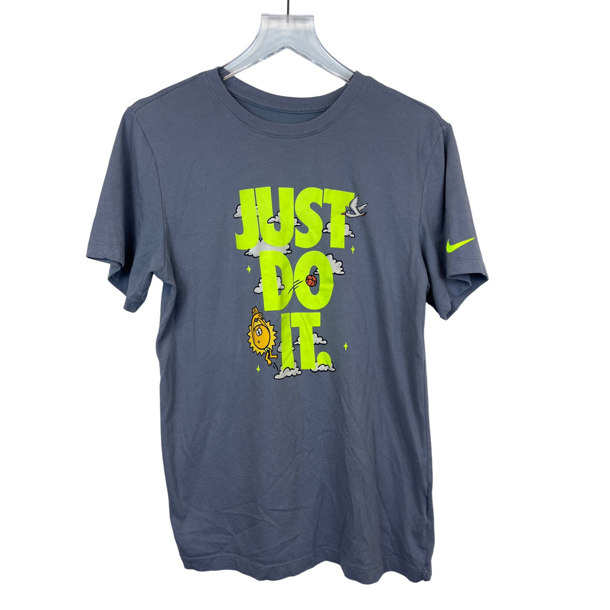 Nike Mens Gray Dri-FIT Graphic T-Shirt Just Do It Print Short Sleeve Size S