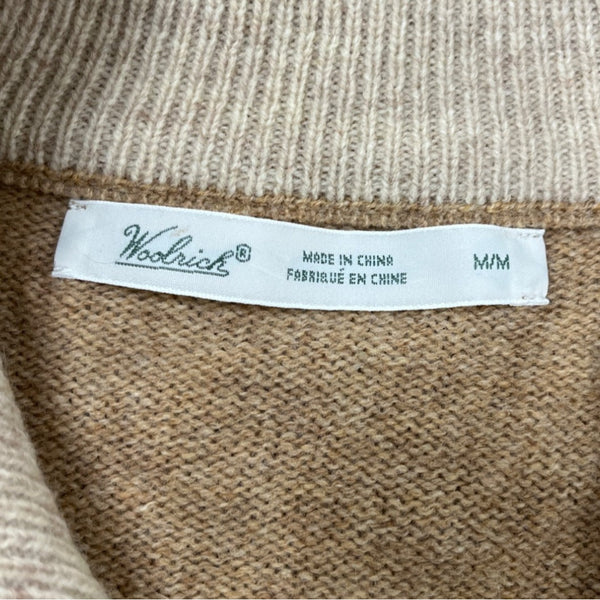 Woolrich Womens Green & Brown Sleeveless Lambswool Zip-Up Sheep Design Vest Sz M