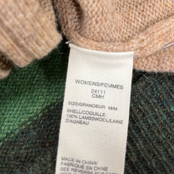 Woolrich Womens Green & Brown Sleeveless Lambswool Zip-Up Sheep Design Vest Sz M