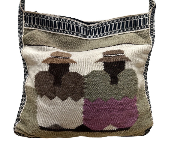 Handmade Cotton & Wool Blend Woven Crossbody Bag Colorful Design Boho Size L
