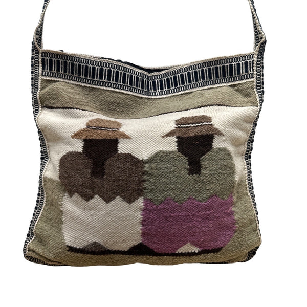 Handmade Cotton & Wool Blend Woven Crossbody Bag Colorful Design Boho Size L