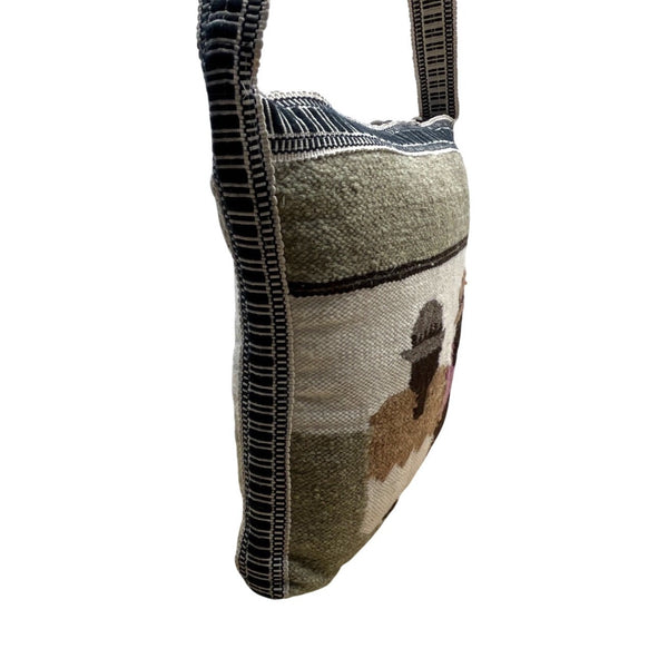 Handmade Cotton & Wool Blend Woven Crossbody Bag Colorful Design Boho Size L