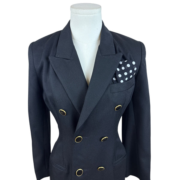 Geoffrey Craig Double Breasted Women's Black Blazer Dress Size 2P