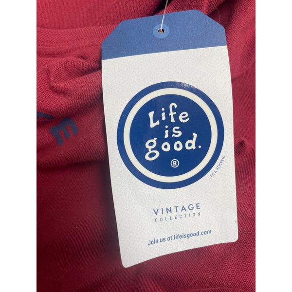 Life Is Good Women’s Burgundy Long Sleeve Happy Dance Graphic Shirt Size L - New