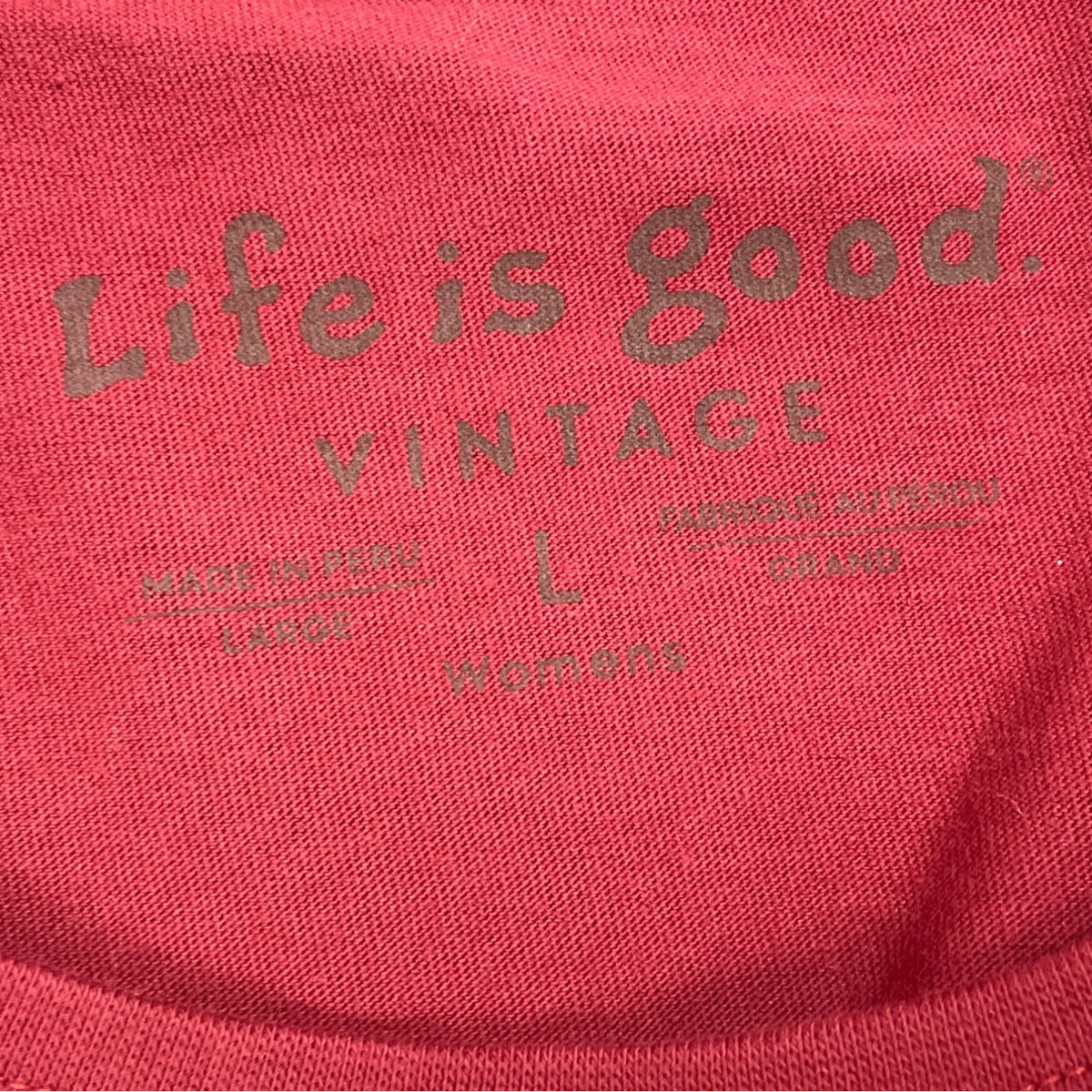 Life Is Good Women’s Burgundy Long Sleeve Happy Dance Graphic Shirt Size L - New