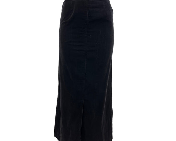 Black Midi Skirt With Side Zip Closure & Back Slit Size S