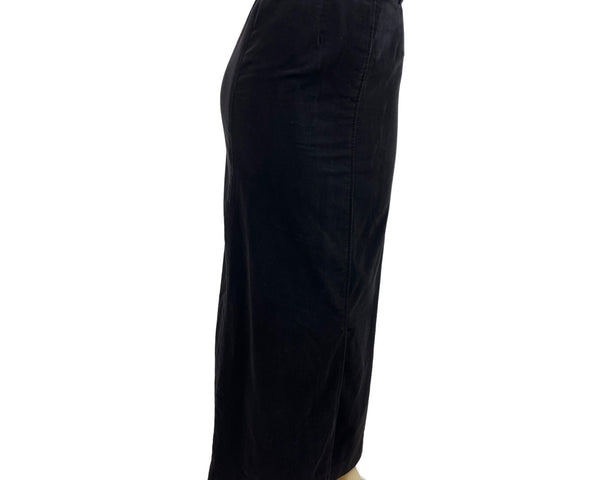 Black Midi Skirt With Side Zip Closure & Back Slit Size S
