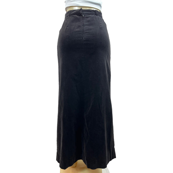 Black Midi Skirt With Side Zip Closure & Back Slit Size S