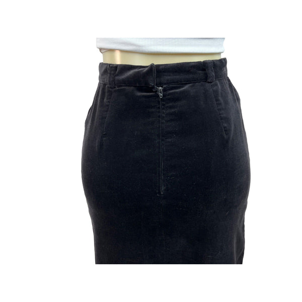 Black Midi Skirt With Side Zip Closure & Back Slit Size S