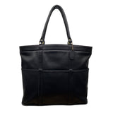 Vintage Coach Black Leather Shoulder Straps & Gold-Tone Hardware Tote Bag Sz L