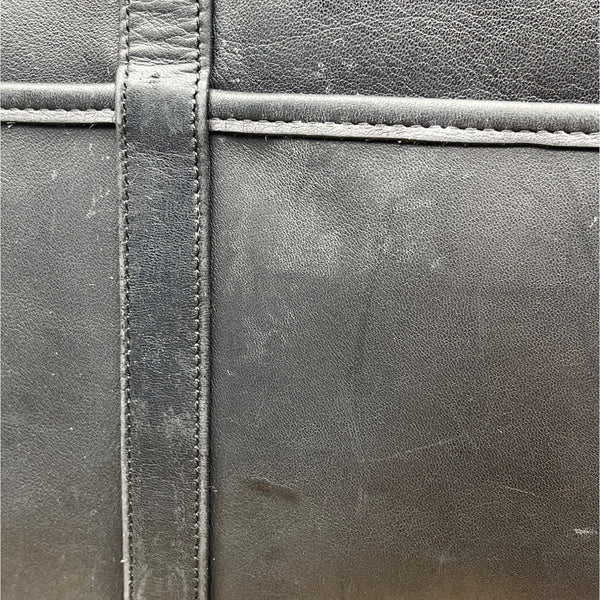 Vintage Coach Black Leather Shoulder Straps & Gold-Tone Hardware Tote Bag Sz L