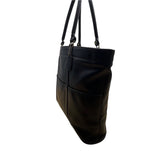 Vintage Coach Black Leather Shoulder Straps & Gold-Tone Hardware Tote Bag Sz L