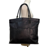 Vintage Coach Black Leather Shoulder Straps & Gold-Tone Hardware Tote Bag Sz L
