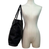 Vintage Coach Black Leather Shoulder Straps & Gold-Tone Hardware Tote Bag Sz L