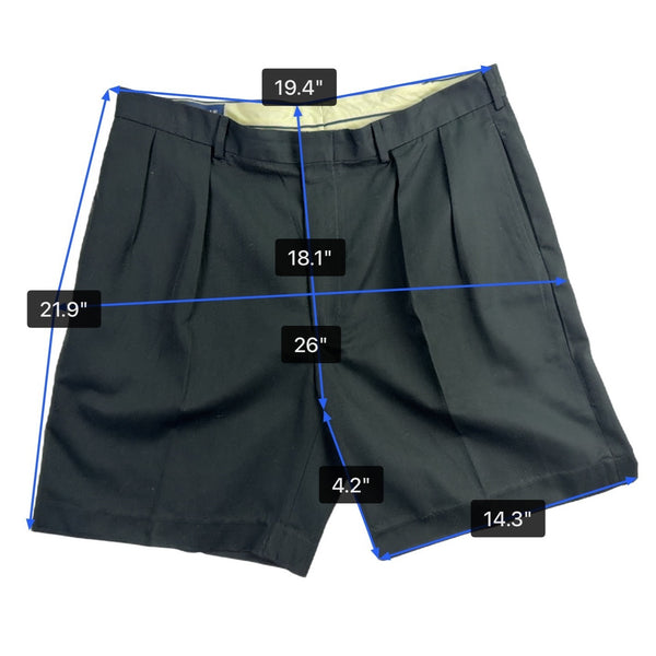 Polo Golf Mens Black Polyester Pleated Shorts Classic Fit Lightweight Size 38