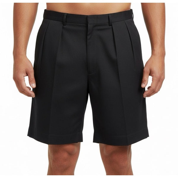 Polo Golf Mens Black Polyester Pleated Shorts Classic Fit Lightweight Size 38