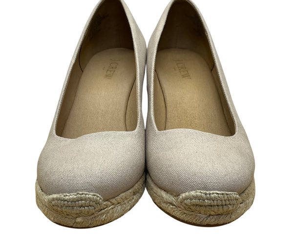 J Crew Women’s Grey Flax Canvas Espadrille Wedge Shoes Size 7