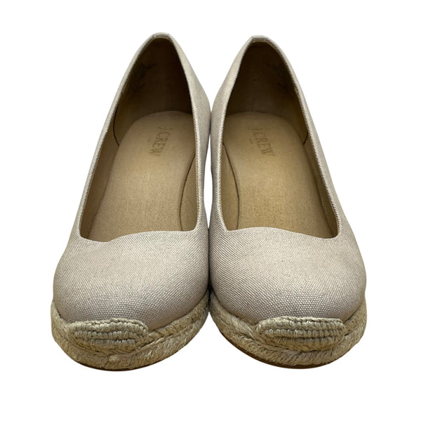 J Crew Women’s Grey Flax Canvas Espadrille Wedge Shoes Size 7